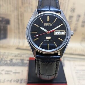 Vintage Seiko 5 Automatic 21 Jewels Men’s Watch – Black Dial – Day/Date